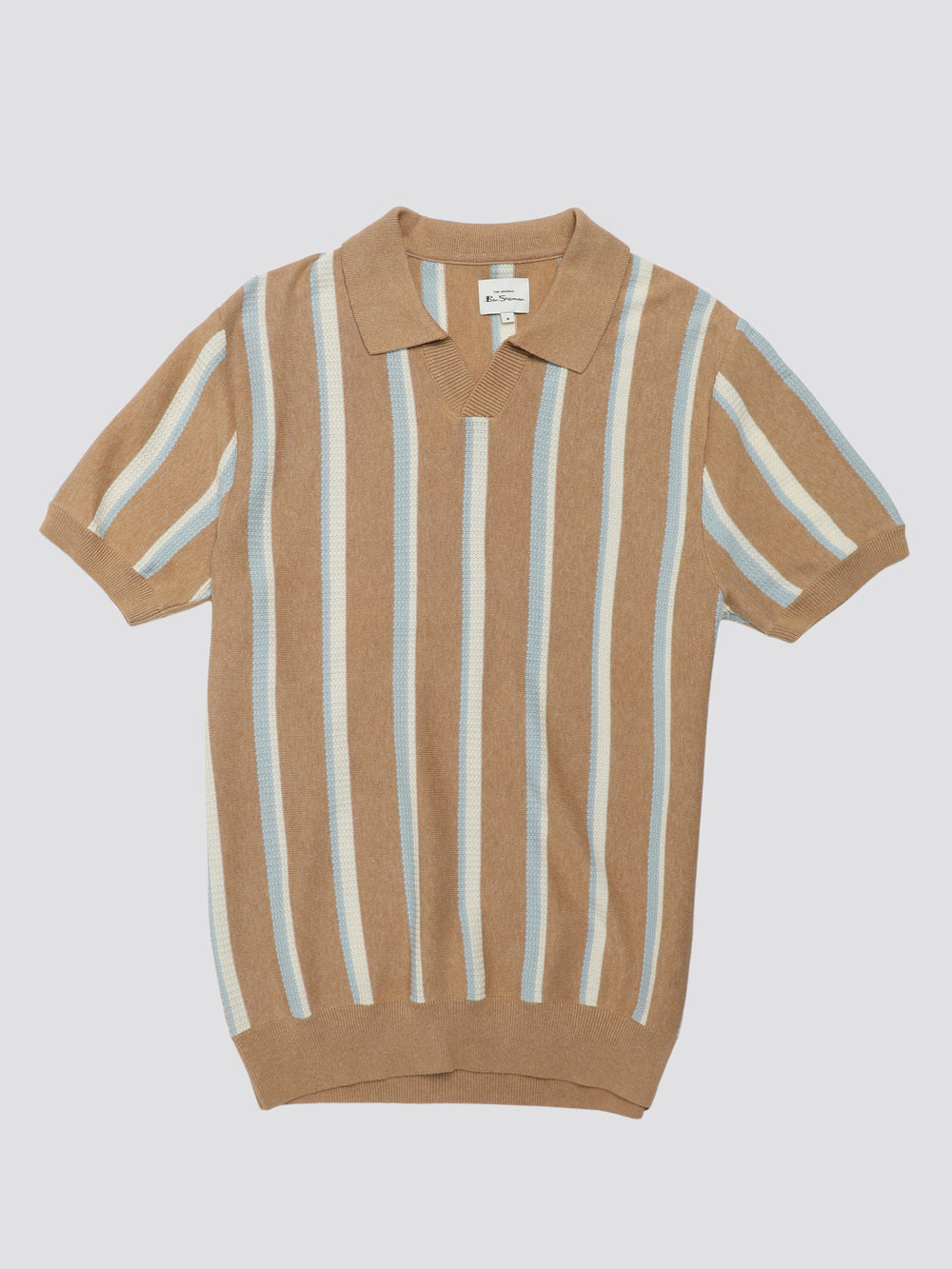 Knitwear Ben Sherman Vertical Stripe Open Neck Polo Grise | OQX-15049200